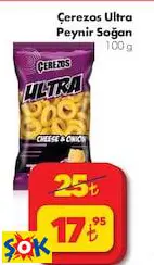 ÇEREZOS ULTRA PEYNİR SOĞAN CİPS 100 G ÇEREZOS ULTRA PEYNİR SOĞAN CİPS 100 G